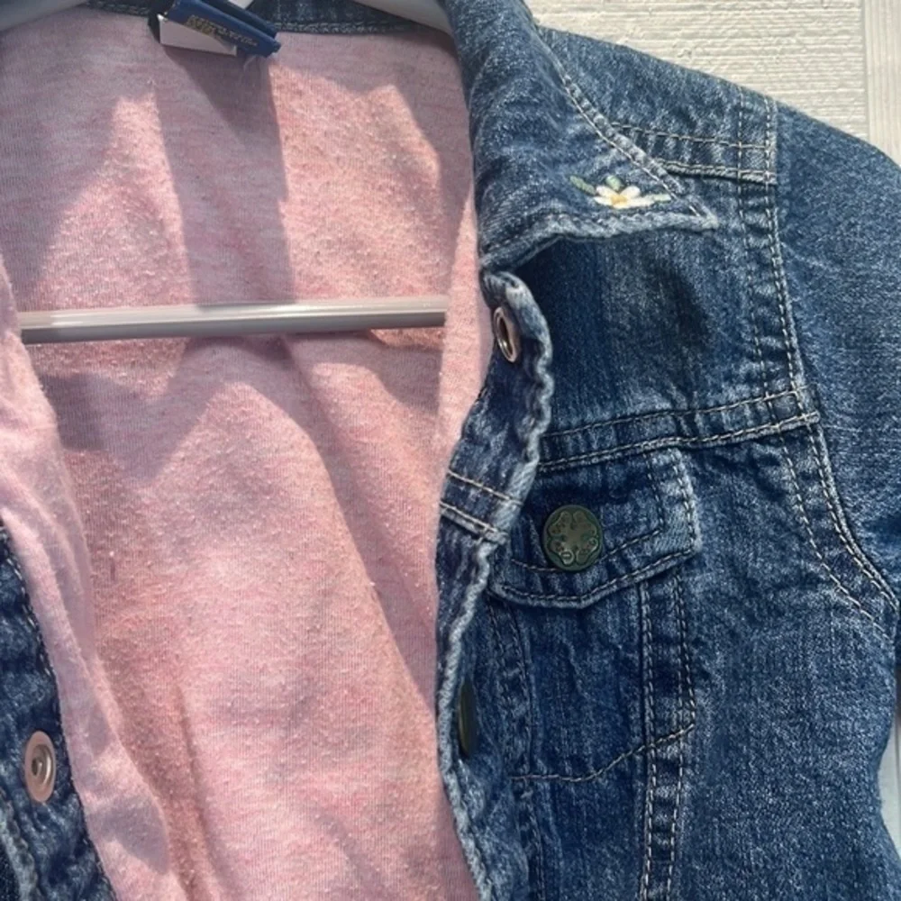 OshKosh‎ denim jean lined jacket embroidered flowers, size 3-6 months